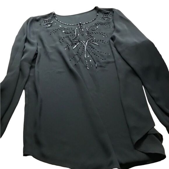 Chicos beautiful black blouse with black stone accents excellent condition - Picture 1 of 1